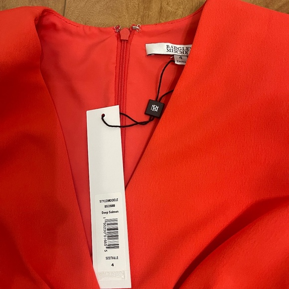 Badgley Mischka Deep Pink Peplum Dress Size 4 New With Tags - Picture 4 of 12